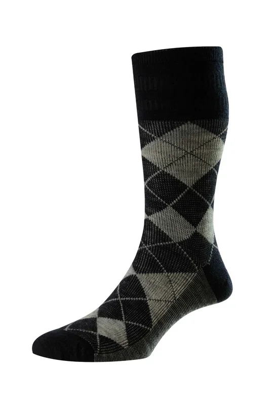 Argyle Wool Soft Top Navy & Grey 6-11
