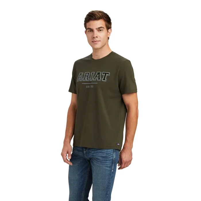 Ariat Mens Varsity Short Sleeve T-Shirt Forest