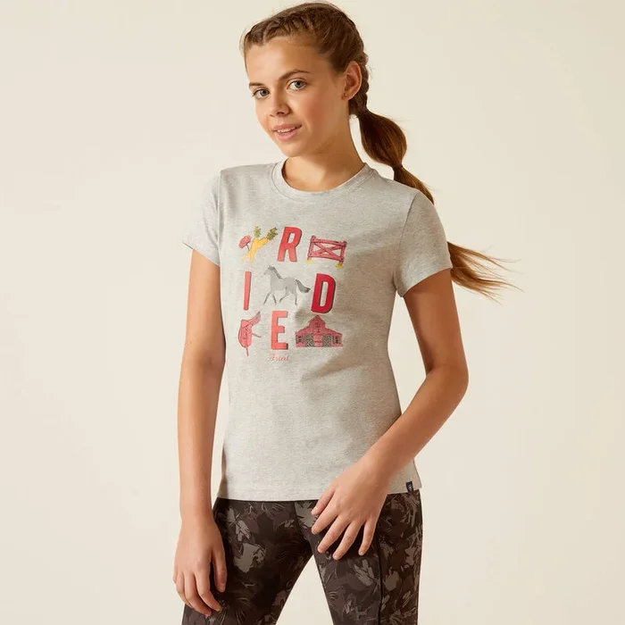 Ariat Youth Iconic Ride Tee Heather Grey