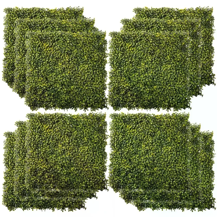 Artificial Milan Grass Wall Panels – 12 PCS Faux Hedge Greenery Screen, Encrypted 20×20 inch Wood Paneling – Ideal for Privacy, Wall Decor, and Backdrops