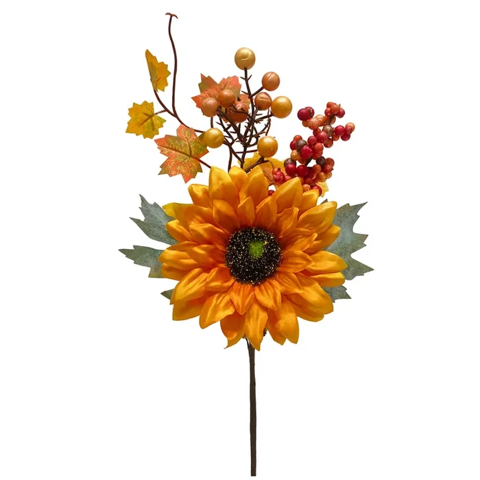 Autumn Sunflower & Berry Foliage Stem 44cm