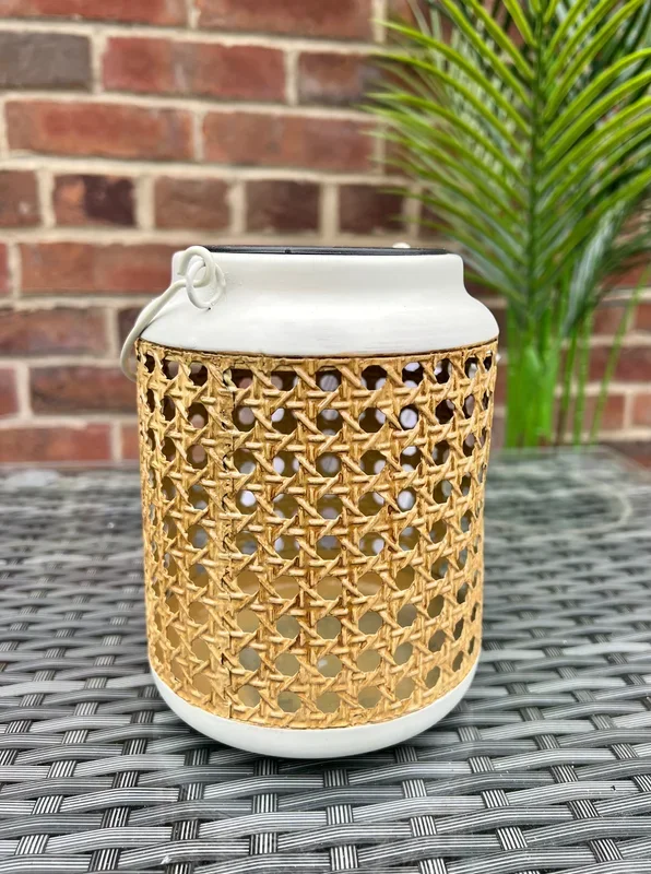 Bamboo Metal Solar Powered Light Lantern – 17cm