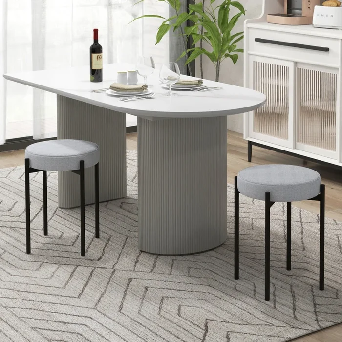 Bar Stools Set of 4 with Metal Legs and Sponge Padded Cushion-Light Grey