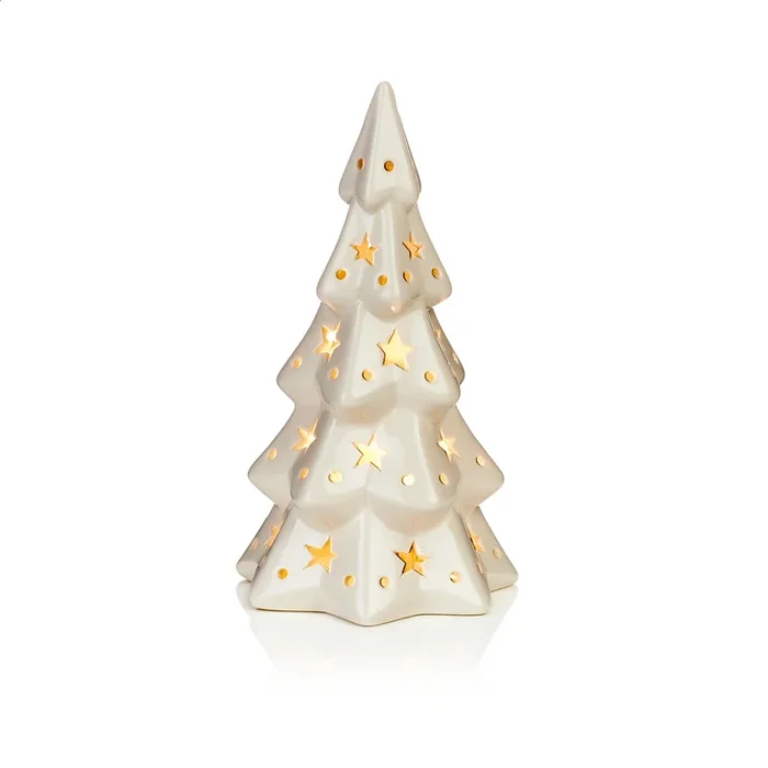 Battery Operated Ceramic White Tree – 22cm