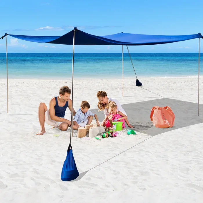Beach Canopy Shields 300 x 300 cm Beach Tent Sun Shelter Fit 6-8 People-Blue