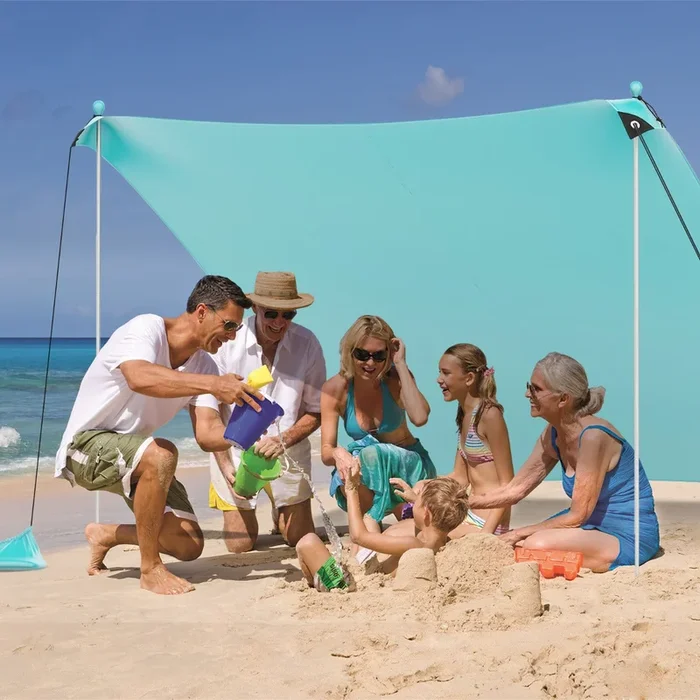 Beach Tent Sun Shelter with 4 Sandbags and UPF 50+ Protection-Green