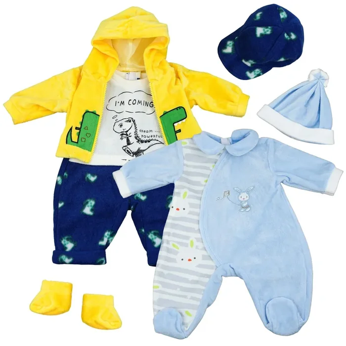 BiBi Outfits – Set of Two Doll Clothes (Blue & Dino) (50 cm / 20″)