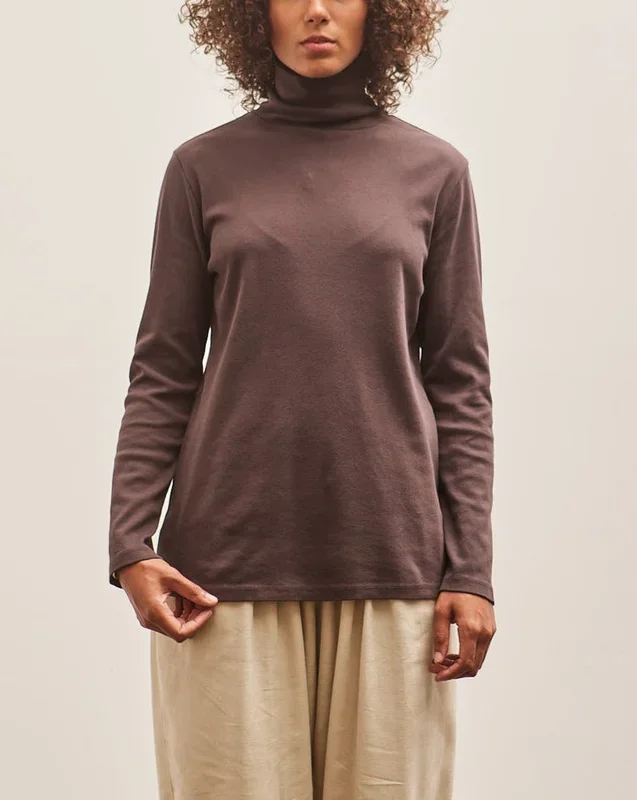 Black Crane Turtleneck Top, Plum