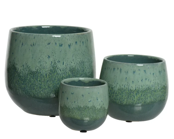 Blue Green Stoneware Reactive Glazed House Plant Pot
