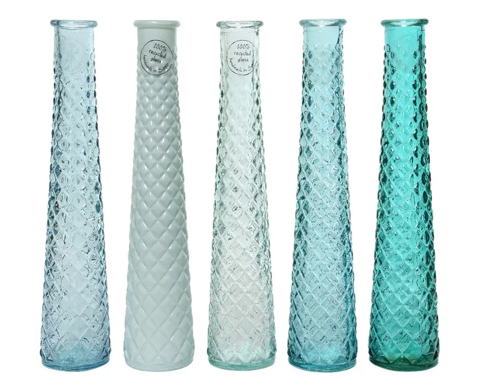 Blue Tall Recycled Glass Vase – 32cm