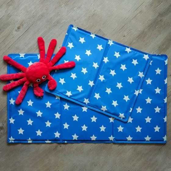 Blue UberActive Dog Cooling Mat with Star Pattern