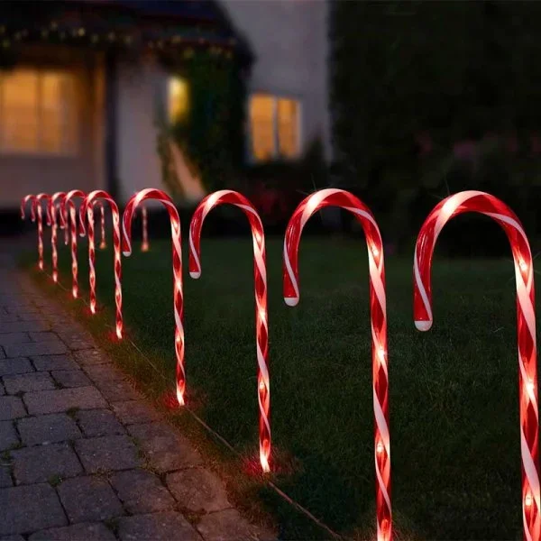 CandyCane Garden Stake Lights – Set of 12