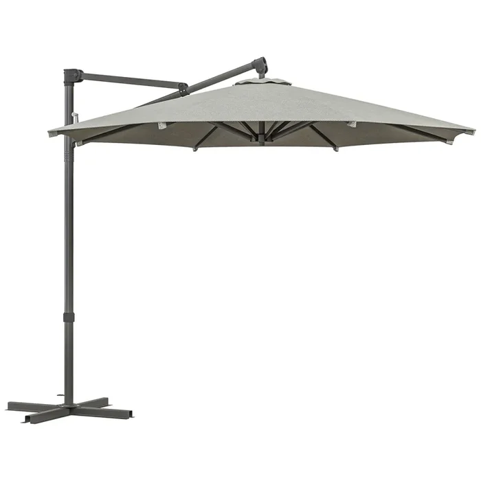 Cantilever Banana Parasol with Cross Base – 360° Rotating Beige Patio Umbrella, Crank Handle and Tilt Function – Ideal for Sun Shade and Outdoor Comfort