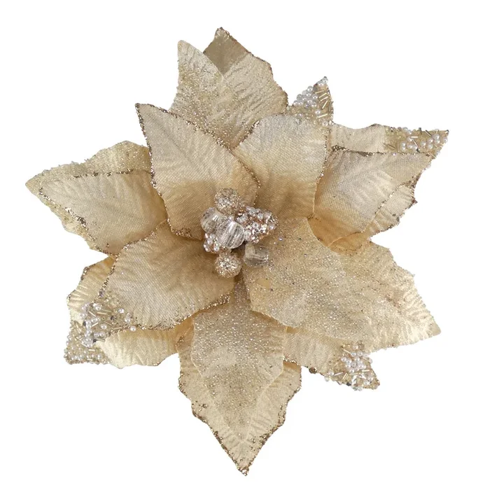 Champagne Gold Poinsettia Clip – 27cm82
