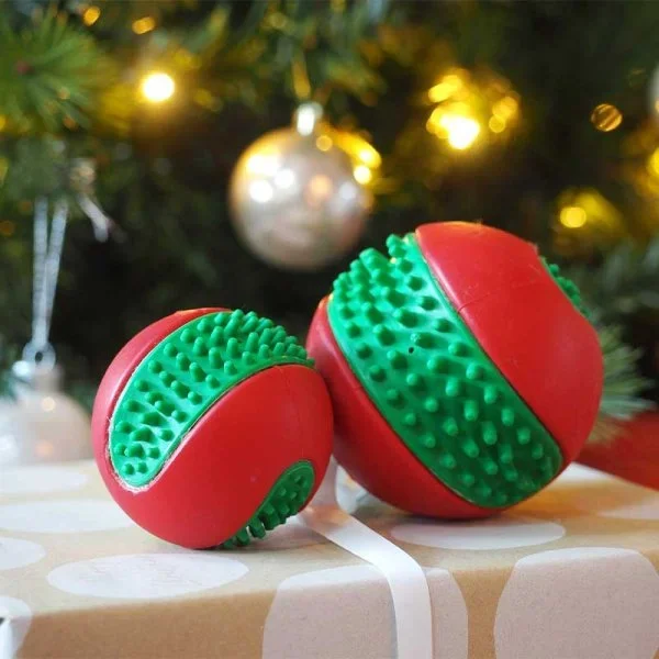 Christmas Dental Gumball Ball Red & Green Dog Toy