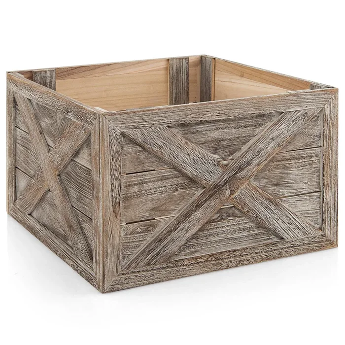 Christmas Tree Box Stand with Hook and Loop Fasteners-Grey-S