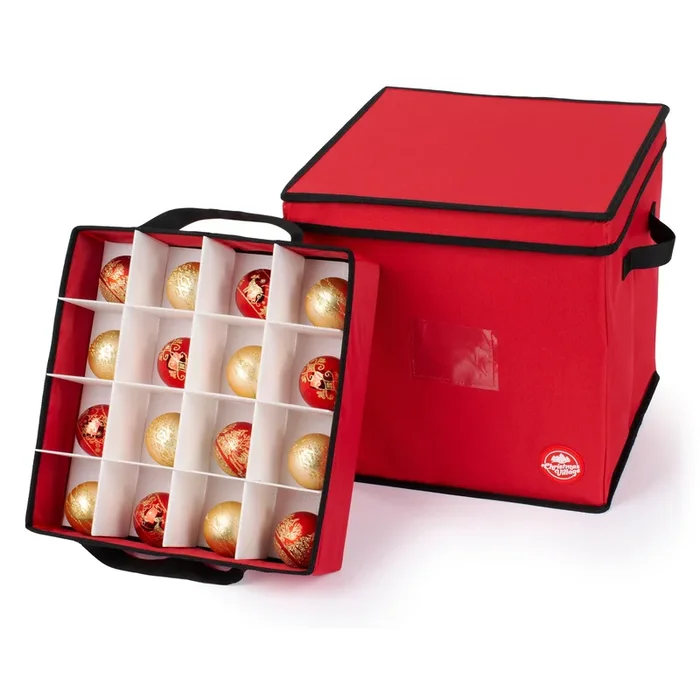 Collapsible 64 Christmas Bauble Storage Bag – Red