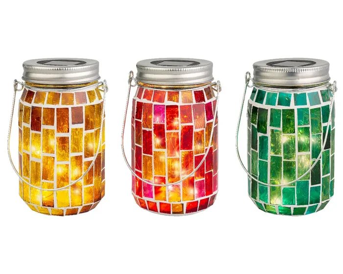 Colourful Mosaic Solar Powered LED Glass Jar