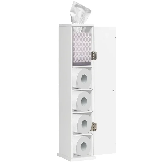 Compact Freestanding Model – Toilet Paper Holder and Towel Storage Solution – Ideal for Small Bathrooms and Tight Spaces
