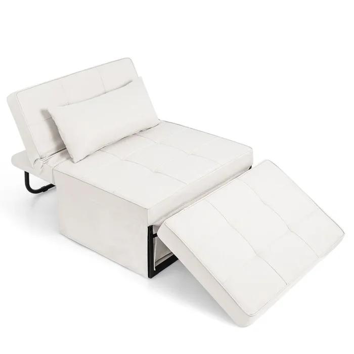 Convertible Furniture Company – 4 in 1 Adjustable Backrest Sofa Bed in Beige – Perfect Solution for Small Living Spaces