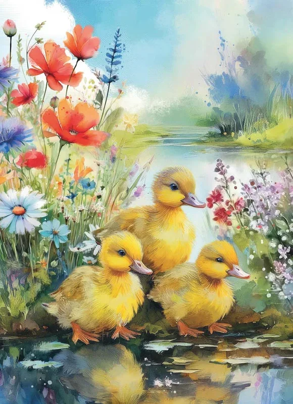 Country Cards Ducklings By Water