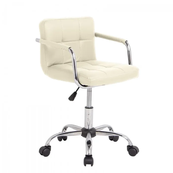 Cream Cushioned Faux Leather Office Chair with Chrome Legs
