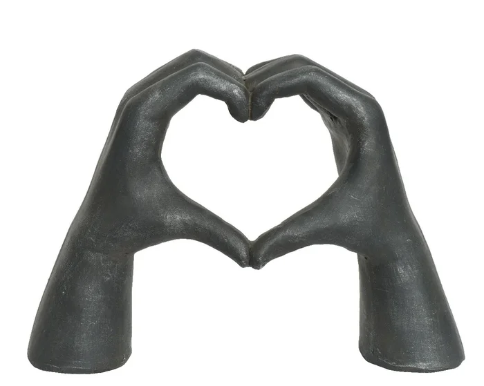 Dark Grey Love Heart Hands Outdoor Statue