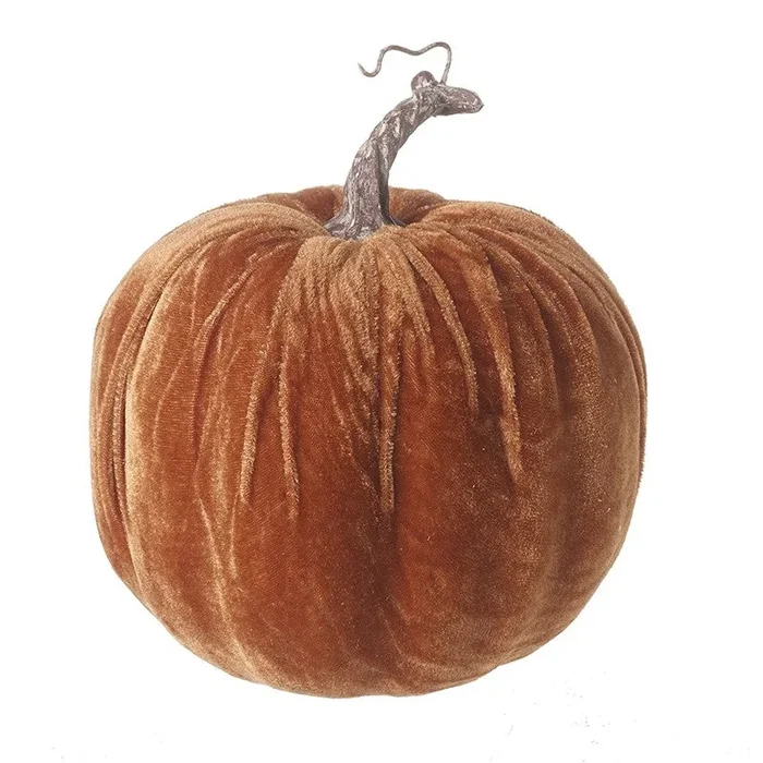 Dark Orange Velvet Pumpkin – Large