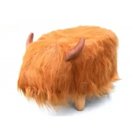 Dillis the Highland Cow Synthetic Fur Footstool
