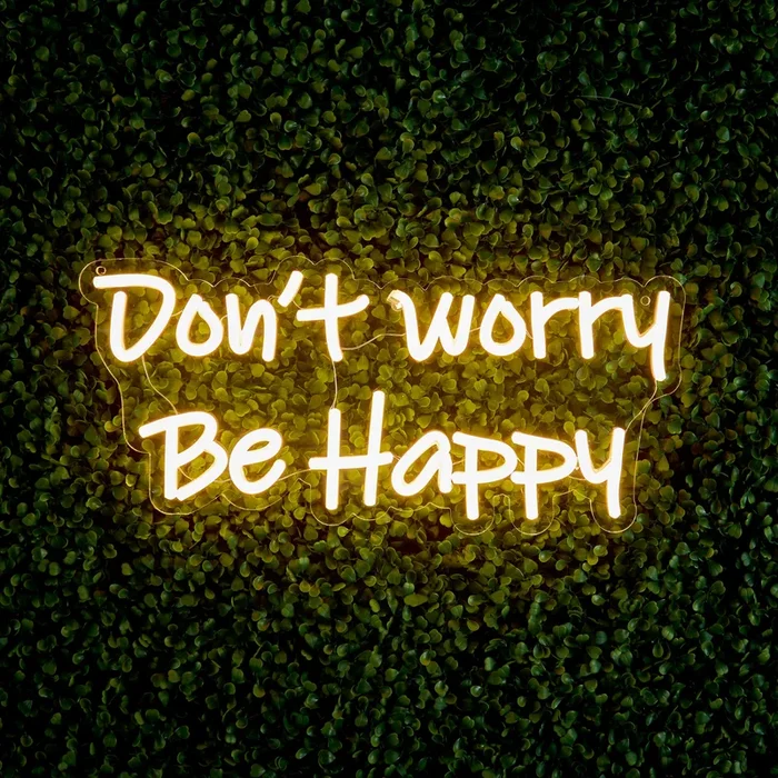Don’t Worry Be Happy Warm White LED Neon Wall Sign – 42cm