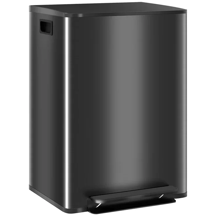 Dual Compartment Recycling & Waste Bin – 60L Stainless Steel Pedal with Soft-Close Lid & Removable Inner Buckets – Efficient Trash Sorting for Home or Office Use
