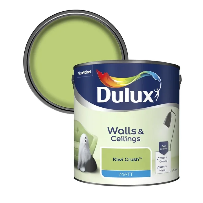 Dulux Matt Emulsion Paint For Walls And Ceilings – Kiwi Crush 2.5L