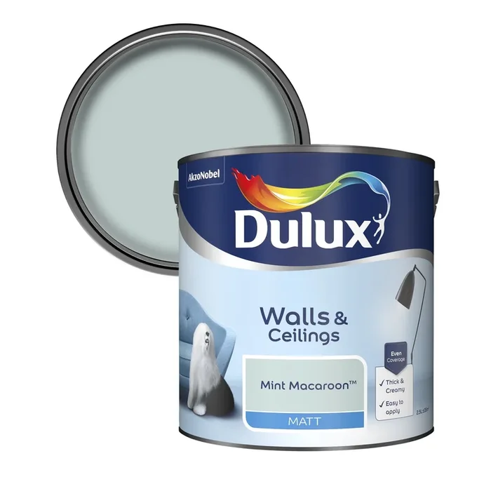 Dulux Matt Emulsion Paint For Walls And Ceilings – Mint Macaroon 2.5L