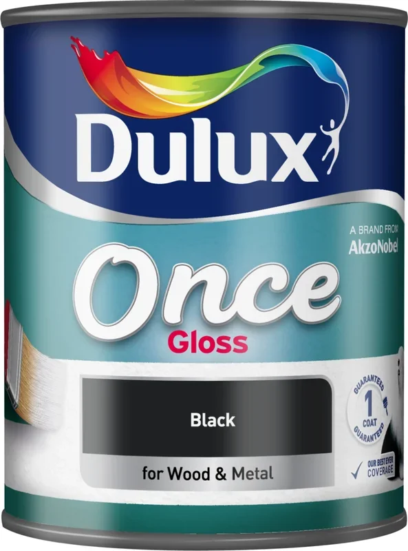 Dulux Once Gloss Paint For Wood And Metal – Black 750ml