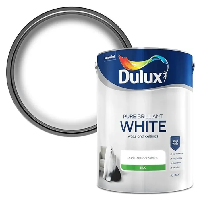 Dulux Silk Emulsion Paint Pure Brilliant White, 5L discountinued item