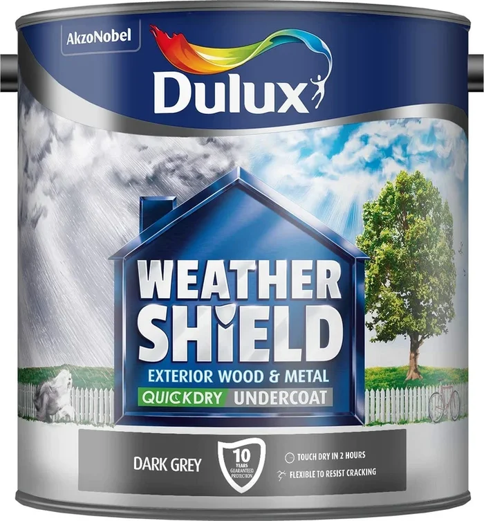 Dulux Weather Shield Quick Dry Undercoat Paint, 2.5 L – Dark Grey
