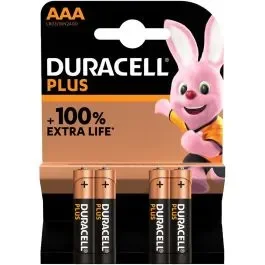 Duracell AAA Cell Plus Power +100% Batteries (Pack 4)