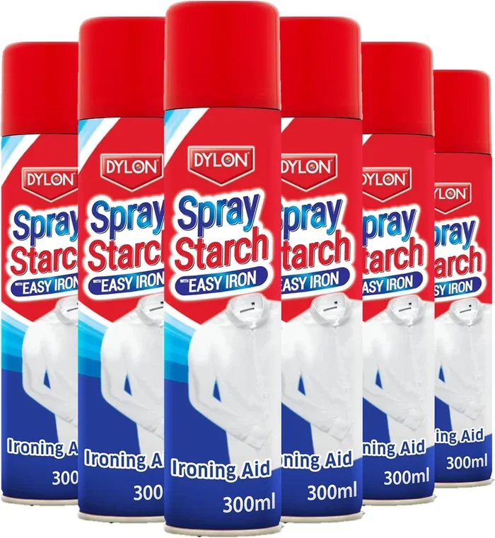 Dylon 2-in-1 Starch Spray with Easy Iron, Ironing Aid Helps Remove Creases – 300 ml (Pack of 6)