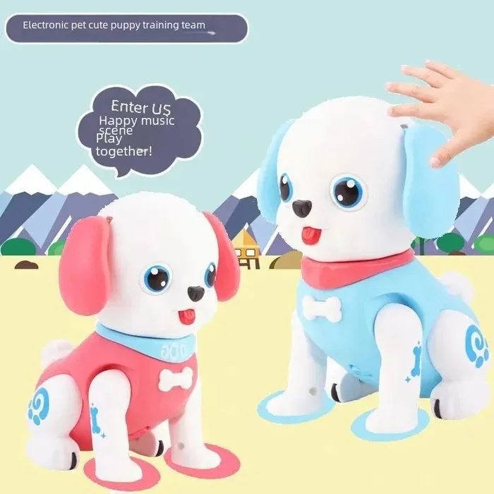 Electric Pet Robot Model – Glowing, Battery-Powered Toy in Pink and Blue Plastic Material – Ideal Gift for Boys and Girls