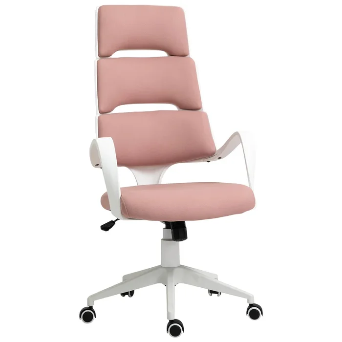 Ergonomic High Back Executive Office Chair – Comfortable 360 Swivel with 5 Durable Castor Wheels and Foam Padding – Ideal for Long Work Sessions with Wide Arm Support, Pink