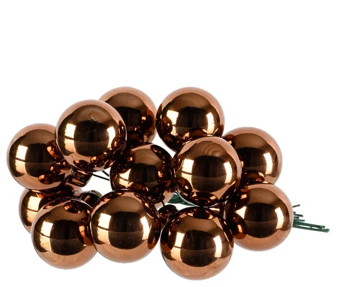 Espresso Mini Glass Baubles on a Wire – Bunch of 10 (2cm) – Shiny Finish