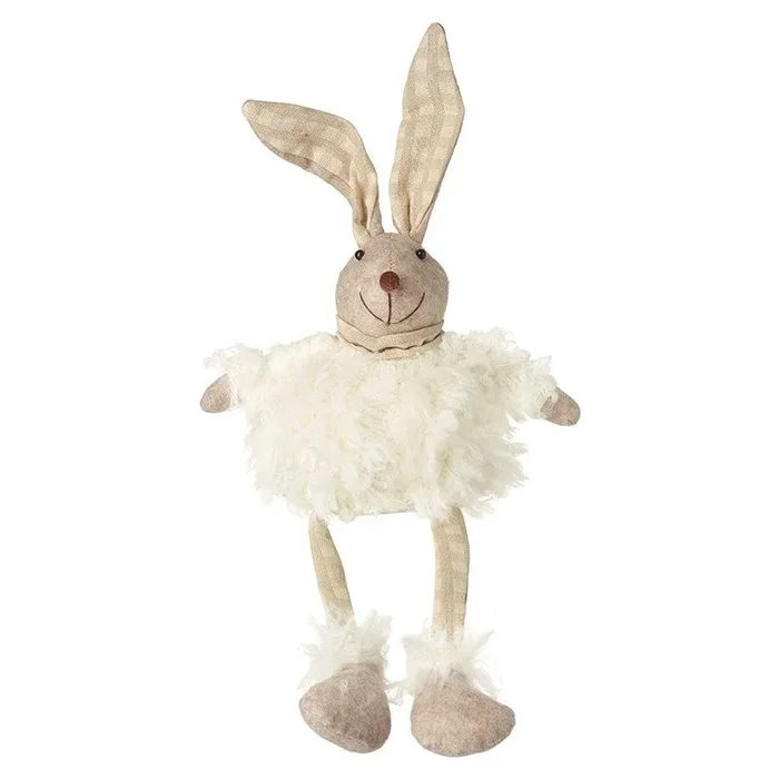 Fabric Shelf Sitting Fluffy Rabbit Easter Ornament