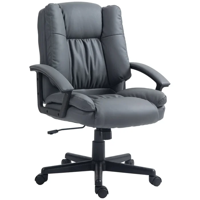 Faux Leather Mid-Back Office Chair – Adjustable Height, Executive Computer Desk Seat with Swivel & Rolling Wheels – Comfortable Seating Solution for Professionals and Home Offices