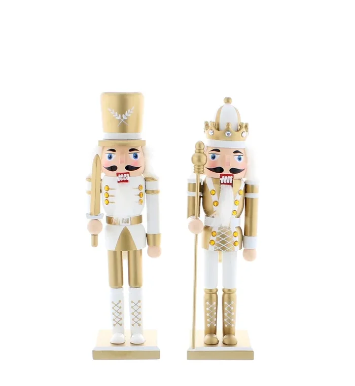 Festive Gold and White Nutcracker – 30cm