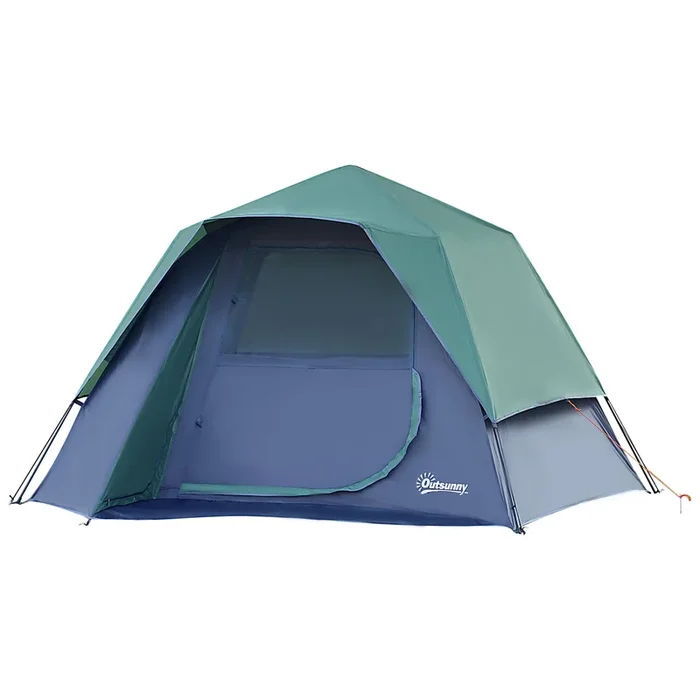Fibreglass Frame Camping Shelter – 3 to 4 Person Lightweight Tent in Green – Ideal for Hikers and Outdoor Enthusiasts