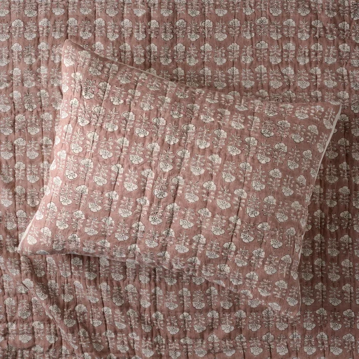 Flora Block Print Pillow Sham – Desert Clay