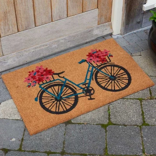 Flower Power Bicycle Decor Doormat