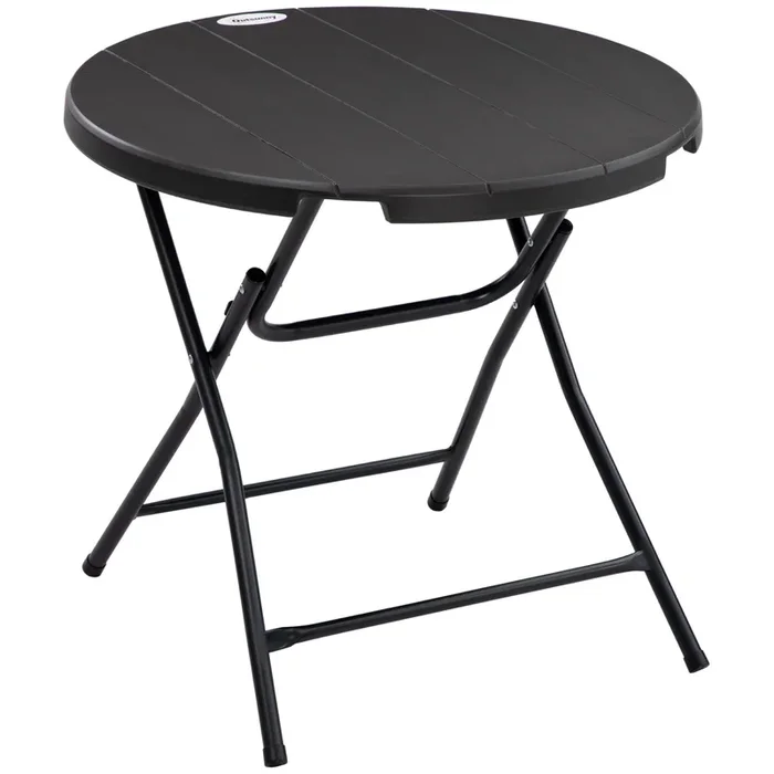 Foldable Outdoor Dining Table – Round HDPE Tabletop with Steel Frame for Patio or Garden – Compact Furniture Ideal for 4 People