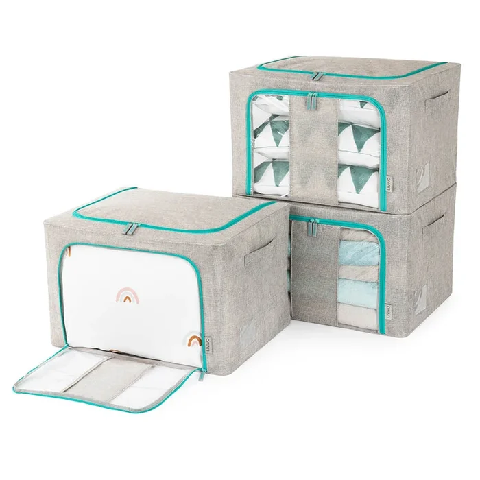 Folding Storage Bag with Metal Frame – Grey