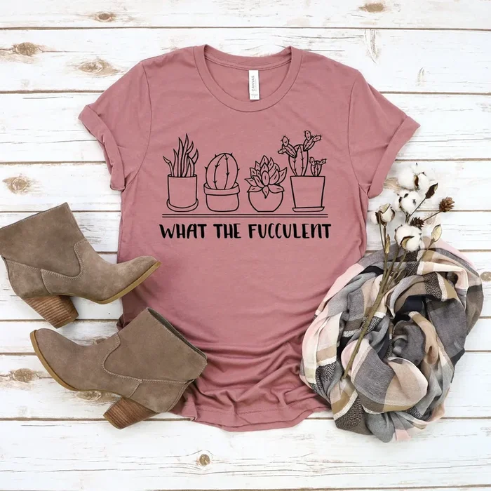 Fucculent T- Shirt, Heather Mauve XL